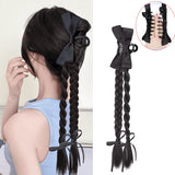 Daiiibabyyy  Synthetic Claw Clip Ponytail Braid With Butterfly Grip 18Inch Brown Black Twisted Braid Ponytail Claw Curly Hair Extension