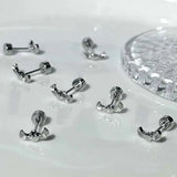 Daiiibabyyy  1Pcs Fashion Silver Color Angel Wings Heart Stud Earrings For Women Punk Hip Hop Metal Spiral Ear Bone EarringsY2K Jewelry Gifts