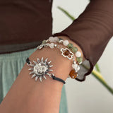 Daiiibabyyy  Exquisite Bohemian Beaded Bracelet Spiral Design Multi-Layer Ethnic Style Bracelet Butterfly Star Pendant Gravel Woven Bangle