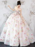 Daiiibabyyy  Vintage Long Wedding Dresses Women Strapless Photos Shoot Princess A-line Wedding Ball Gown 3D Floral Appliques Bridal Gowns