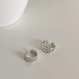 Daiiibabyyy  2Pcs Unique Fake Piercing Metal Ear Clips Neutral Style for Women and Men Asymmetry Round Earring Trendy Jewelry Gifts