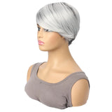 Daiiibabyyy  New Grey Side Part Wig for Women Trendy Fashionable Hairpiece Short Head Cover Popular Hair Extensions Chinese Style