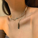 Daiiibabyyy  Irregular Minimalist Geometric Chain Splicing Clavicle Chain Men and Women Hip Hop Chilly Fashion Jewelry Necklace