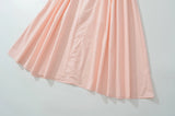 Daiiibabyyy  Sexy Pink Elastic Strap Tank Dress Ruched Slash Neck Zipper Back Slim Low Waist Hem Swing Midi Long Robe Sleeveless Vestidos