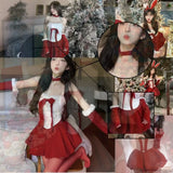 DAIIIBABYYY  -  Japan Christmas Outfit For Women Sexy New Year Halloween Holiday Dresses Bunny Cosplay Velvet Red Dress Santa Party Performance