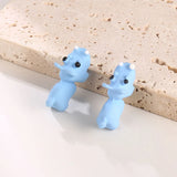 Daiiibabyyy 1Pair Cute Animal Biting Stud Earrings Women Girl Cartoon Shark Dinosaur Resin Stud Earring Ear Studs Bite Funny Jewerly Gift