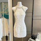 Daiiibabyyy  Bead neck three-dimensional flower dress women's summer temperament advanced sense improved cheongsam skirt