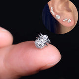 DAIIIBABYYY  -  1pcs New Style Stainless Steel Ear Piercing Cz Stud Earrings Snake Moon Round Ball Arc Cartilage Helix Conch Screw Back Earring