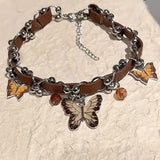 DAIIIBABYYY  -  Y2K Flower Butterfly Punk Spider Pendant Egirl Aesthetic Necklaces Kpop Men Sexy Harajuku Spike Rivet Choker Jewelry