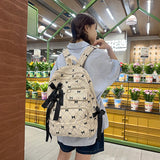 Daiiibabyyy  Preppy Style Bow Plaid Print Mochila Sweet Large Capacity Mochilas Mujer Portable Travel Backpack Student Bag School Bags