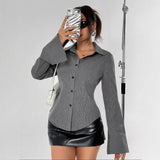 DAIIIBABYYY  -  Spot Striped Casual Fashion Shirt Cardigan New Button Up Long Sleeved Shirt