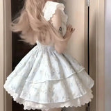 DAIIIBABYYY  -  Hot Girl Lace Flying Sleeve Floral Dress for Women's Summer Slim Fit Square Collar A-line Short Dress Fashion Female Clothes