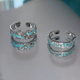 Daiiibabyyy  2Pcs/Pair Mint Green Matching Couple Friendship Lover Open Adjustable Rings Set Minimalist Engagement Wedding Rings Lovers Kit