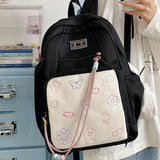 Daiiibabyyy  Women Students Sweet Patchwork Contrast Color Backpack Preppy Y2k Aesthetic Cute Schoolbags High-capacity Kawaii Chic Backpacks