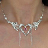 DAIIIBABYYY  -  Y2K Style Strap Heart Pendant Necklace for Women Sweet Personality Hollow Love Pearl Tassel Chain Choker Gothic Fashion Jewelry