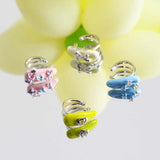 Daiiibabyyy  1Pcs Colorful Zircon Drop Glaze Ear Cuff for Women Korean Sweet Cute Non-Piercing Ear Wrap Ear Clip Y2K Jewelry Gifts