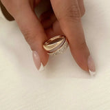 DAIIIBABYYY  -  Korean Fashion Irregular Symmetrical Open Ring Set with Cubic Zirconia Jewellery Women's Elegant Glamour Party Accessories