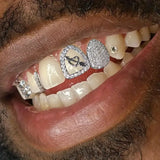 Daiiibabyyy  Hot-Selling Halloween Funny Braces With Full Zirconium, One-Shot Piercing Hollowed-Out Hip-Hop Jewelry