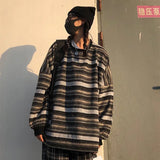 Daiiibabyyy  Women's Winter Clothes Woman V Neck Long Sleeve Loose Fit Oversized Striped Color Block Cotton Blend Hip Length Sweater Female
