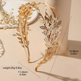 Daiiibabyyy  European and American Retro Metal Wide Faced Branch Leaf Headband Bride Goddess Headwear Women Fashion Jewelry Hair Accessories