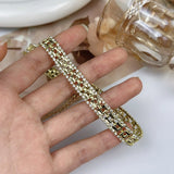 Daiiibabyyy  Vintage Metal Cross Ribbed Clavicle Chain Sparkling Rhinestone Choker for Women Party Bondi Fashion Necklace Jewelry