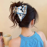 Daiiibabyyy  Plaid Bow Hair Clip for Women Exquisite Sweet Trendy Temperament Shark Clip Simple Daily Casual Hair Accessories Gifts