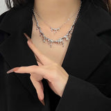 Daiiibabyyy  Fashion Metal Irregular Waterdrop Shape Pendant Necklaces for Women Gothic Hip Hop Clavicle Chain Chokers Statement Jewelry