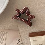 Daiiibabyyy  1pcCoffee colored star shaped clip, sweet and girlish heart, high ponytail hair clip, back of the head hair clip, hair accessory