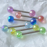 Daiiibabyyy 6PCS Body Jewelry Anti-Allergy Surgical Steel Tongue Rings For Women Barbells Straight Bar Colorful Balls Body Piercing Jewelry