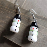 Daiiibabyyy  Winter 3D Ceramic Snowman Pendant Earrings Christmas Cute Fashion Jewelry Women and Girls Niche Gifts Earrings