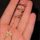Daiiibabyyy  Light Luxury Cubic Zircon Flower Finger Bracelet for Women Elegant Boho Round Rhinestone Hand Chain Bangle Aesthetics Jewelry