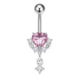 Daiiibabyyy  Y2K Jewelry Pink Crystal Bow Heart Navel Ring Kawaii Women's Accessories Cute Charm Wings Navel Rings Body Piercing