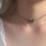 Daiiibabyyy  Simple Butterfly Pendant Necklace for Girls, Stainless Steel Chain