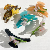 Daiiibabyyy  Hair Accessories Three-dimensional Bifacial Tulip Flower Claw Clip Romantic Atmosphere Feeling Acetate Hairpin For Women
