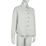 DAIIIBABYYY  -  Autumn Loose Striped Print Blouse Women Casual Turn-down Neck Button Up Full Sleeve T-shirt y2k Aesthetic Ladies Clothing