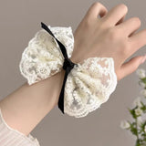 Daiiibabyyy  2pcs new lace bow large intestine hair ring cute hairband rubber band head accessory