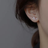 Daiiibabyyy New S925 Sterling Silver Cutey Snake Shaped Simple Flower Stud Earrings Women Gift Exquisite Student Girlfriend Fine Jewelry