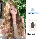 DAIIIBABYYY  -  New Style Long Curls Middle Part Linen Brown Natural Wind Lolita Internet Famous Full Head Cover Synthetic Hair Extension