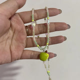 DAIIIBABYYY  -  New Cute Harajuku Cartoon Fruit Ceramic Pendant Green Charm Beads Choker Necklace Women Y2K Jewelry Aesthetic Summer Accessories