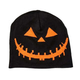 Daiiibabyyy  Knitted Fabric Pumpkin Beanie Hat Pumpkin Orange Soft Texture Halloween Knitted Cap Lightweight Cuffed Brim Hip Hop Skullcap