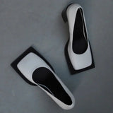 Daiiibabyyy  High Heels Leather Shoes Woman New Designer Square Toe Pumps Black Leather Zapatos Mujer Elegantes Con Tacones