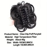 Daiiibabyyy  Synthetic Hair Bun Chignon With Claw Clip Messy Curly Ponytail Hair Extension Heat Resistant Hair For Elegant Women Daily Use