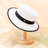 DAIIIBABYYY  -  New Summer Fashion Straw Hat Womrn Female Flat Brim Sun Protection Cap Outdoor Travel Beach Sun Hats