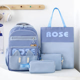 Daiiibabyyy  4Pcs/Set Large Capacity 4 in 1 Backpack Multifunction Casual Book Bag School Rucksack Breathable College Backpack Students