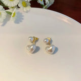 Daiiibabyyy  Imitation Pearl Earrings For Women Heart Round Stud Earrings Elegant Love Ear Stud Party Wedding Jewelry Valantine Day Gifts