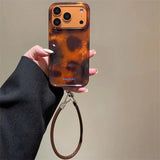Daiiibabyyy  Whirlpool Pattern IND Amber Dyeing Phone Case with Hanging Rope for IPhone 11 12 13 14 15 16 17 Pro Max