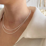 Daiiibabyyy New S925 Sterling Silver Double Layer Choker Rice Ball Chain Type Necklace Simple Women's Wedding Gift Boutique Fine Accessory