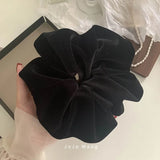DAIIIBABYYY  -  Oversize Black Velvet Scrunchies Hair Ties Women Girls Solid Rubber Big Elastic Hair Bands Rope Ponytail Hair Accessories Winter