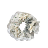 DAIIIBABYYY  -  Spring Summer Comely Small Floral Large Intestine Hair Band Mori Sweet Girl Plaid Lace Hair Rope New Female Pastoral Rubber Band