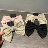 Daiiibabyyy Korea Fashion Elegant Temperament Satin Bow Spring Clip Simple Trendy Hairpin Ribbon Hair Clip Hair Grips for Women